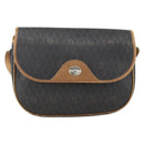 Christian Dior Honeycomb Canvas Shoulder Bag PVC Black Gold Auth ka2876-13