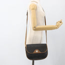 Christian Dior Honeycomb Canvas Shoulder Bag PVC Black Gold Auth ka2876-23