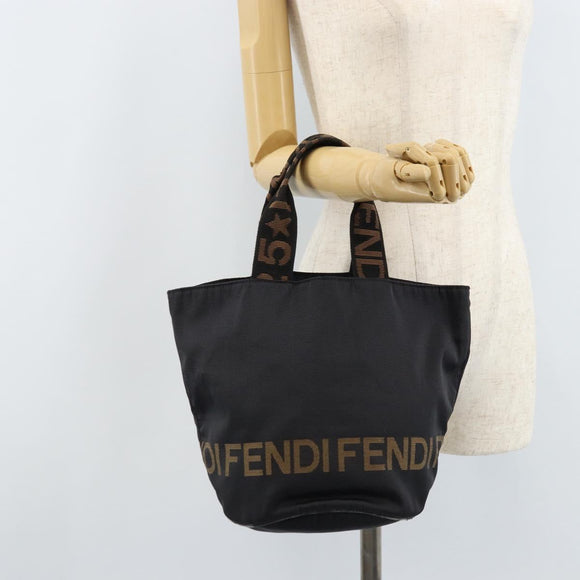 FENDI Tote Bag Canvas Black Auth ka2877