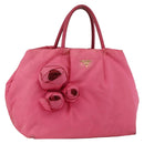 PRADA Hand Bag Nylon Pink Gold Auth ka2885-1