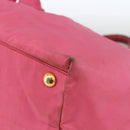 PRADA Hand Bag Nylon Pink Gold Auth ka2885-9
