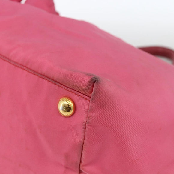 PRADA Hand Bag Nylon Pink Gold Auth ka2885