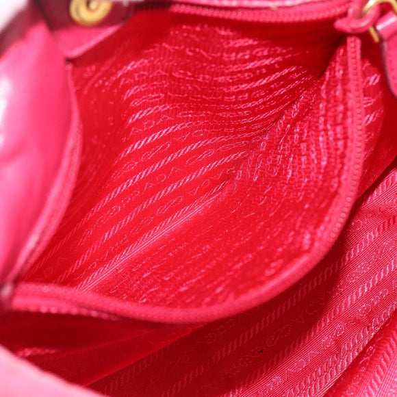 PRADA Hand Bag Nylon Pink Gold Auth ka2885