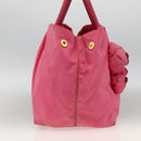 PRADA Hand Bag Nylon Pink Gold Auth ka2885-3
