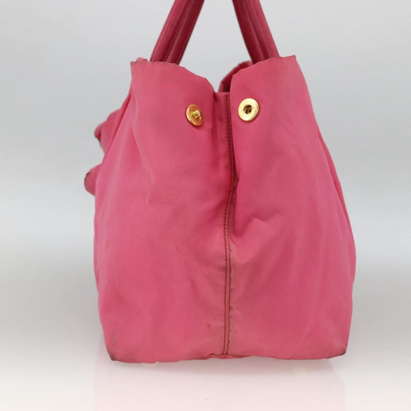PRADA Hand Bag Nylon Pink Gold Auth ka2885