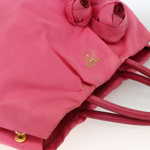 PRADA Hand Bag Nylon Pink Gold Auth ka2885
