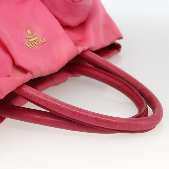 PRADA Hand Bag Nylon Pink Gold Auth ka2885