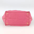 PRADA Hand Bag Nylon Pink Gold Auth ka2885-5