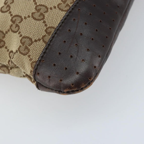 GUCCI GG Canvas Shoulder Bag Beige Silver 145857 Auth ka2886