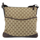GUCCI GG Canvas Shoulder Bag Beige Silver 145857 Auth ka2886-2