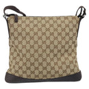 GUCCI GG Canvas Shoulder Bag Beige Silver 145857 Auth ka2886-3