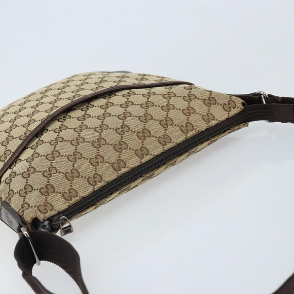 GUCCI GG Canvas Shoulder Bag Beige Silver 145857 Auth ka2886