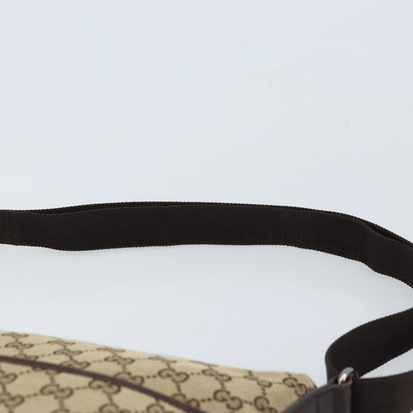 GUCCI GG Canvas Shoulder Bag Beige Silver 145857 Auth ka2886