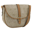 Christian Dior Honeycomb Canvas Shoulder Bag PVC Beige Gold Auth ka2888-1