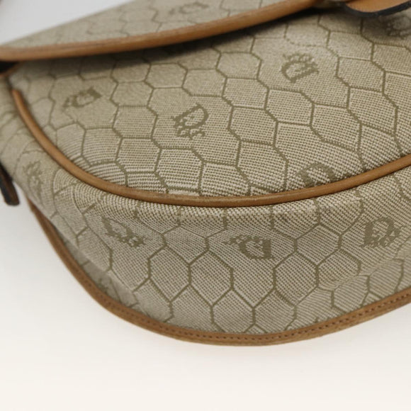 Christian Dior Honeycomb Canvas Shoulder Bag PVC Beige Gold Auth ka2888