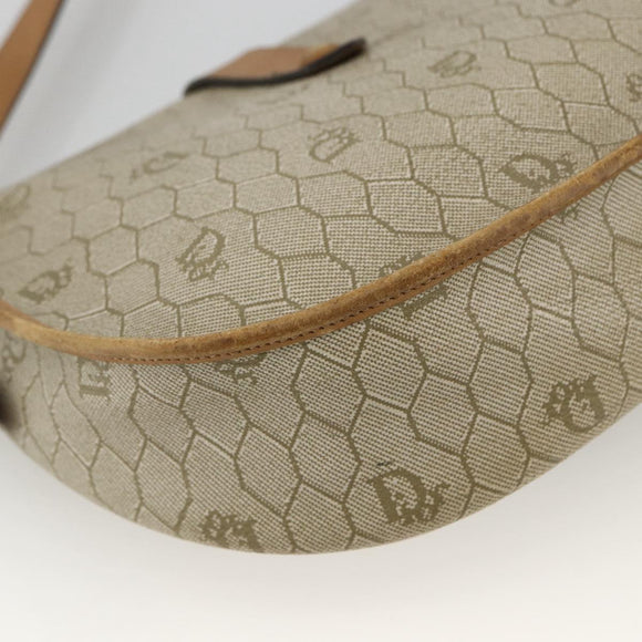 Christian Dior Honeycomb Canvas Shoulder Bag PVC Beige Gold Auth ka2888