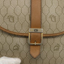 Christian Dior Honeycomb Canvas Shoulder Bag PVC Beige Gold Auth ka2888-17