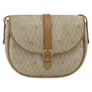 Christian Dior Honeycomb Canvas Shoulder Bag PVC Beige Gold Auth ka2888-13