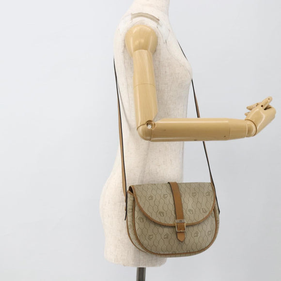 Christian Dior Honeycomb Canvas Shoulder Bag PVC Beige Gold Auth ka2888