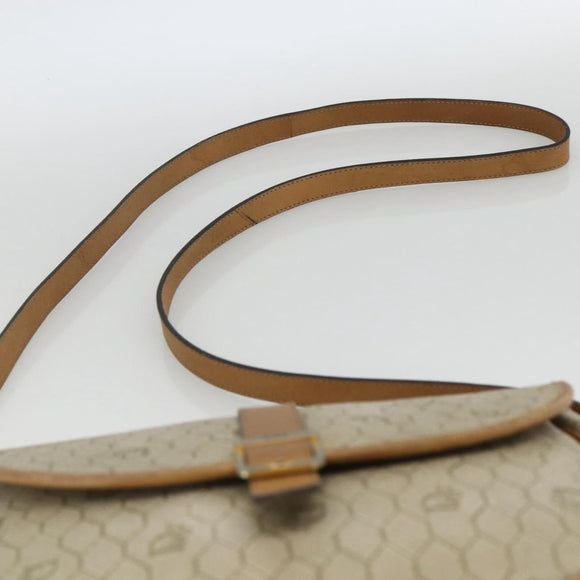 Christian Dior Honeycomb Canvas Shoulder Bag PVC Beige Gold Auth ka2888