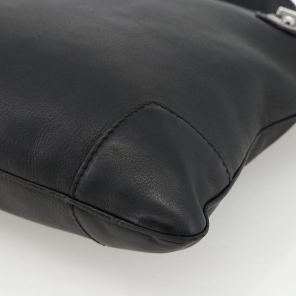 GUCCI Shoulder Bag Leather Black Silver 148476 Auth ka2890