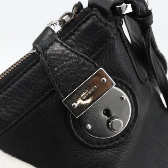 GUCCI Shoulder Bag Leather Black Silver 148476 Auth ka2890