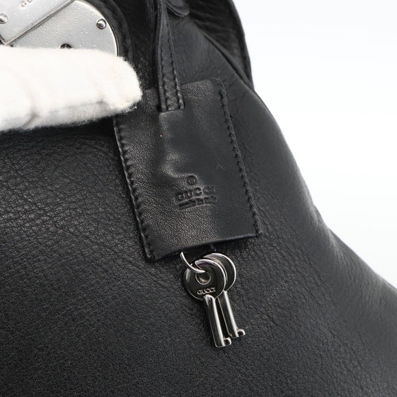 GUCCI Shoulder Bag Leather Black Silver 148476 Auth ka2890