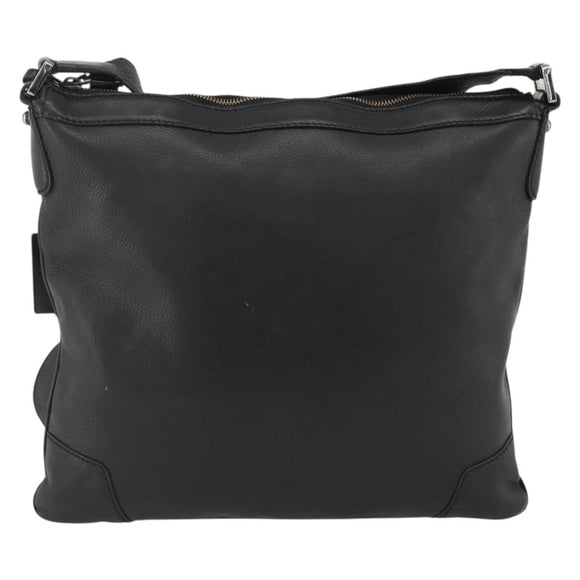 GUCCI Shoulder Bag Leather Black Silver 148476 Auth ka2890
