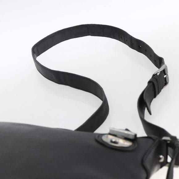 GUCCI Shoulder Bag Leather Black Silver 148476 Auth ka2890