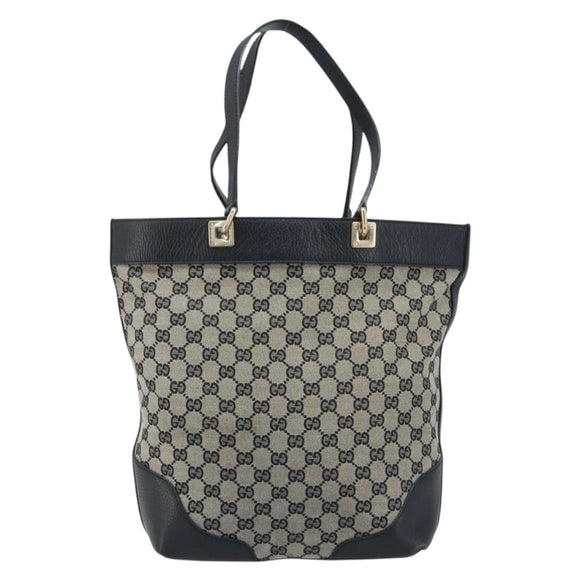 GUCCI GG Canvas Tote Bag Black Gold 272377 Auth ka2892