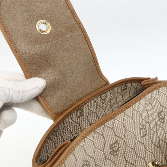 Christian Dior Honeycomb Canvas Shoulder Bag PVC Beige Gold Auth ka2895