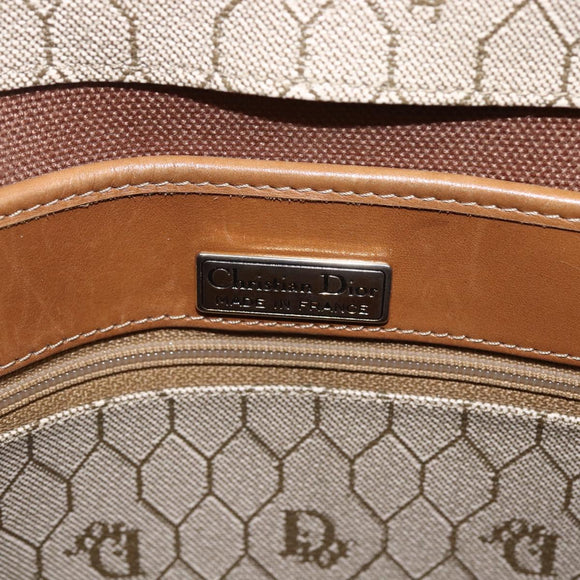 Christian Dior Honeycomb Canvas Shoulder Bag PVC Beige Gold Auth ka2895
