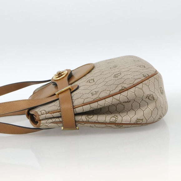Christian Dior Honeycomb Canvas Shoulder Bag PVC Beige Gold Auth ka2895