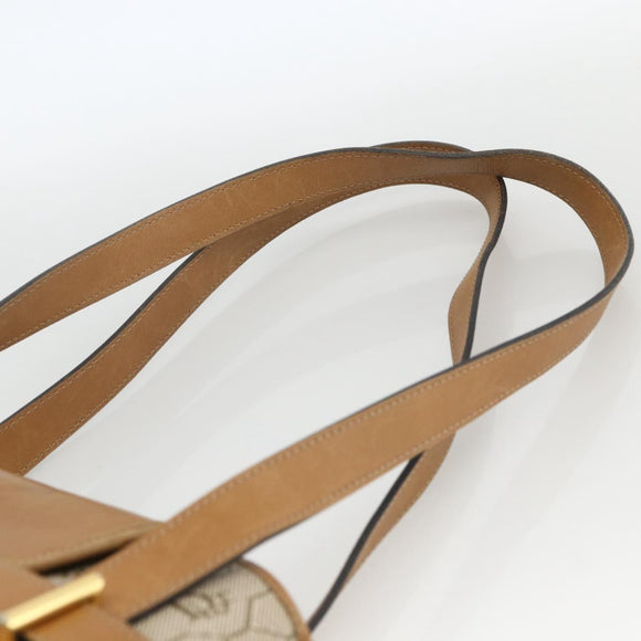 Christian Dior Honeycomb Canvas Shoulder Bag PVC Beige Gold Auth ka2895