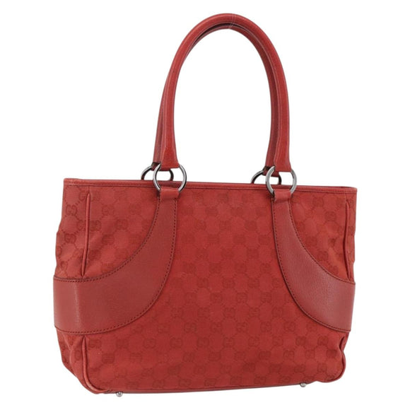 GUCCI GG Canvas Hand Bag Red Silver 113011 Auth ka2899