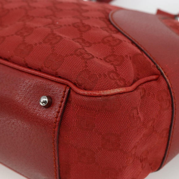 GUCCI GG Canvas Hand Bag Red Silver 113011 Auth ka2899