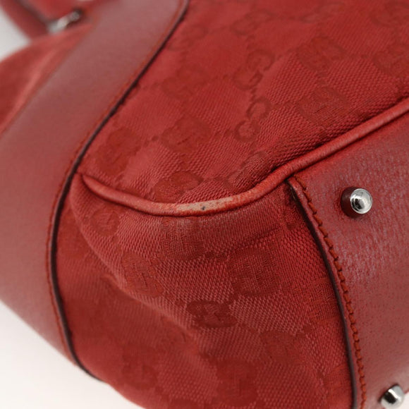 GUCCI GG Canvas Hand Bag Red Silver 113011 Auth ka2899