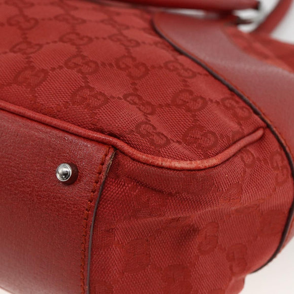 GUCCI GG Canvas Hand Bag Red Silver 113011 Auth ka2899