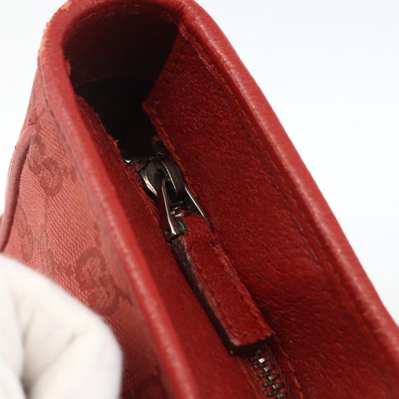 GUCCI GG Canvas Hand Bag Red Silver 113011 Auth ka2899