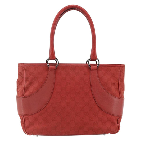 GUCCI GG Canvas Hand Bag Red Silver 113011 Auth ka2899