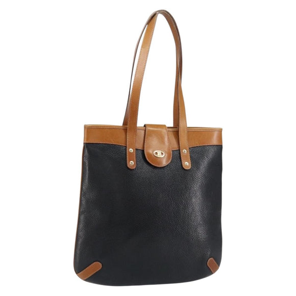 CELINE Tote Bag Leather Black Gold Auth ka290