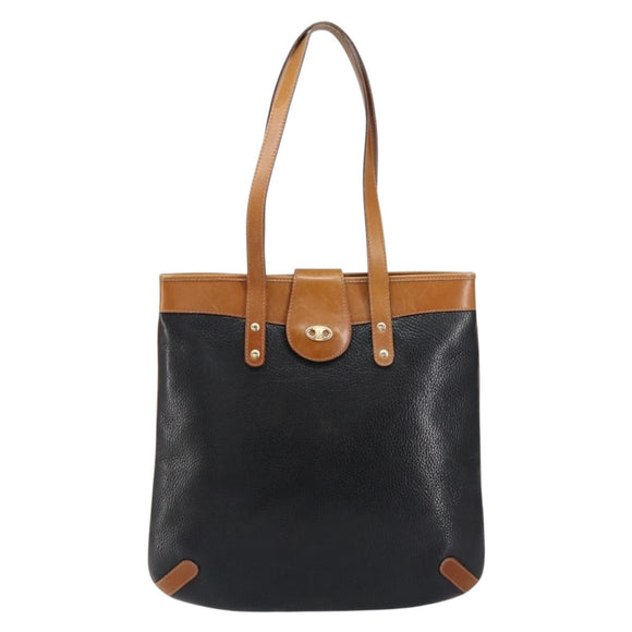 CELINE Tote Bag Leather Black Gold Auth ka290