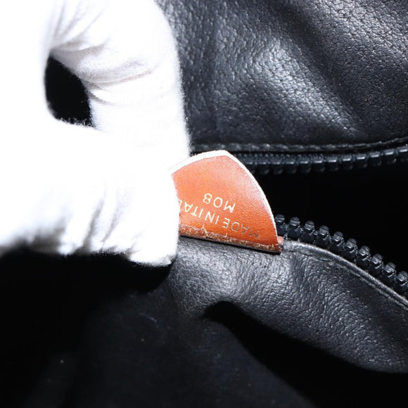 CELINE Tote Bag Leather Black Gold Auth ka290