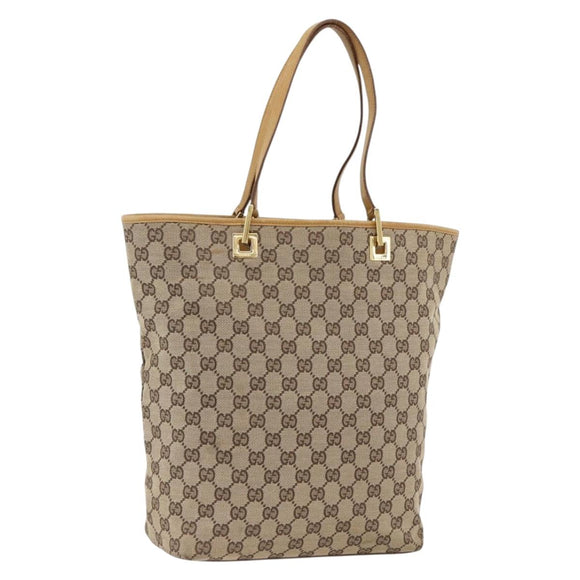 GUCCI GG Canvas Tote Bag Beige Gold 002 1098 2404 Auth ka2901