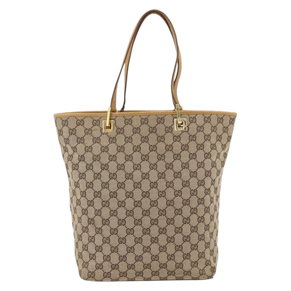 GUCCI GG Canvas Tote Bag Beige Gold 002 1098 2404 Auth ka2901