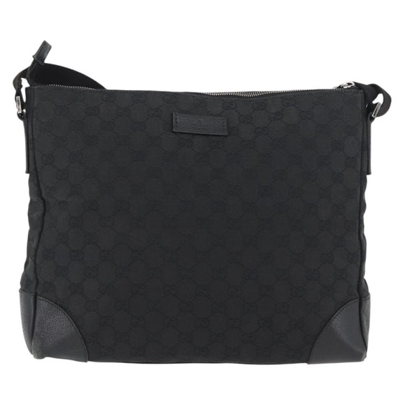 GUCCI GG Canvas Shoulder Bag Black Silver 110054 Auth ka2902