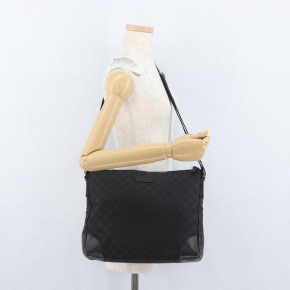 GUCCI GG Canvas Shoulder Bag Black Silver 110054 Auth ka2902