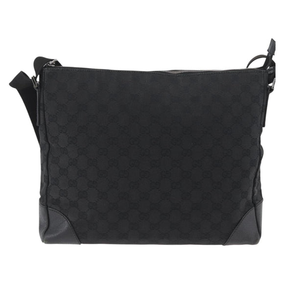 GUCCI GG Canvas Shoulder Bag Black Silver 110054 Auth ka2902