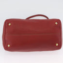 PRADA Handtas Leer 2-weg Rood Goud Auth ka2905-5