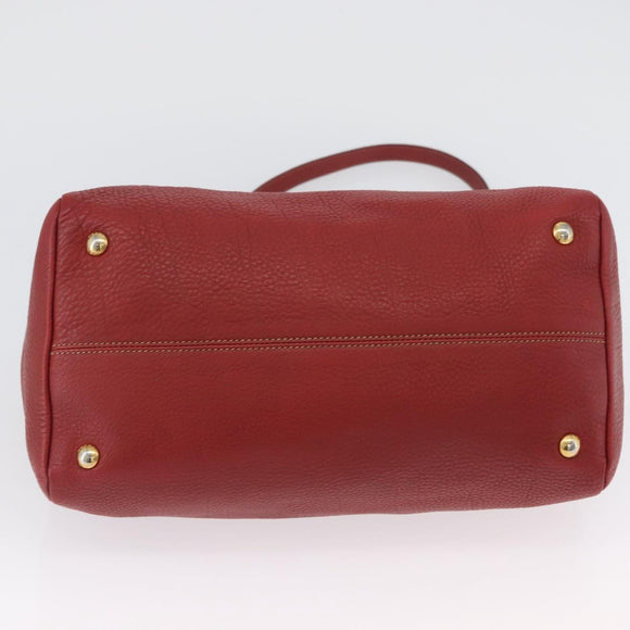 PRADA Handtas Leer 2-weg Rood Goud Auth ka2905